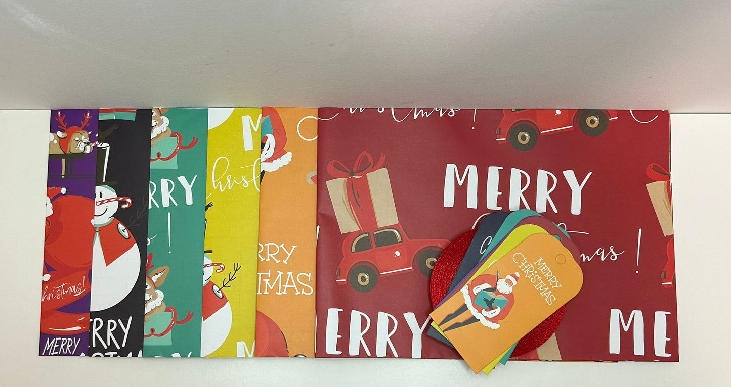 Packs of 6 Folded Sheets Christmas Wrapping Paper