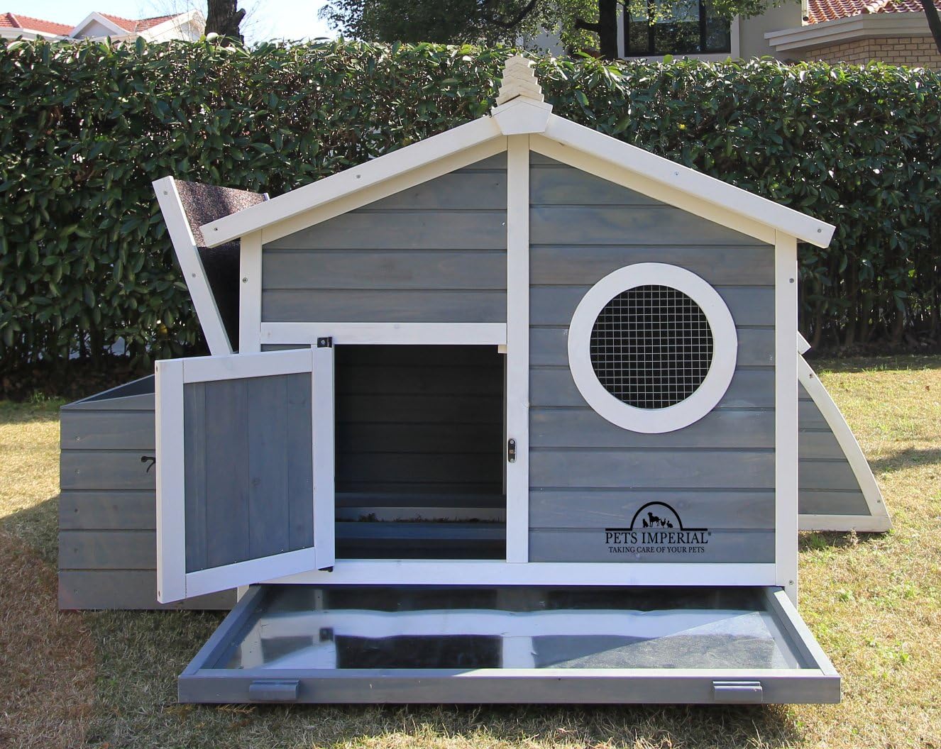 PETS IMPERIAL® RITZ CHICKEN COOP - GREY - ARK CHICKEN HOUSE WITH BUILT-IN RUN - HEN HOUSE