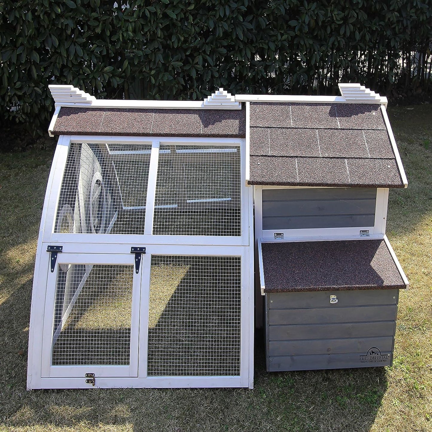 PETS IMPERIAL® RITZ CHICKEN COOP - GREY - ARK CHICKEN HOUSE WITH BUILT-IN RUN - HEN HOUSE