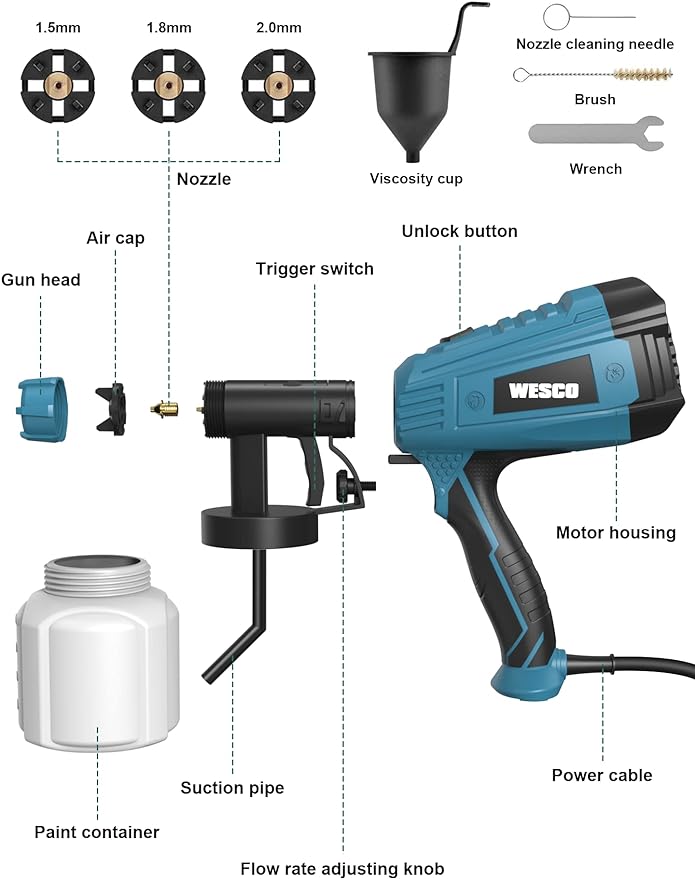WESCO Paint Sprayer, WESCO 500W DIY Electric Spray Gun