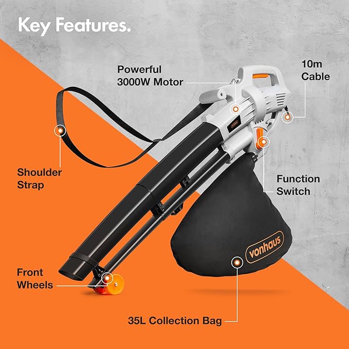 VonHaus Leaf Blower and Vacuum 3000W