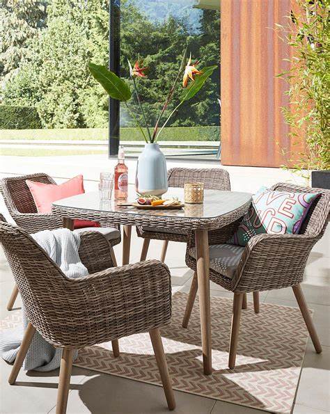 Maldives 4 Seater Dining Set available in Grey and Cream